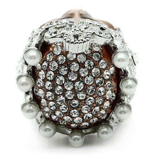 Alamode Special Color White Metal Ring with Synthetic Pearl in White - Alamode - Flyclothing LLC