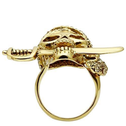 Alamode Gold White Metal Ring with Top Grade Crystal in Citrine Yellow - Flyclothing LLC