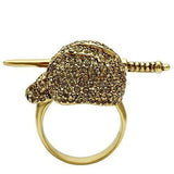 Alamode Gold White Metal Ring with Top Grade Crystal in Citrine Yellow - Alamode - Flyclothing LLC
