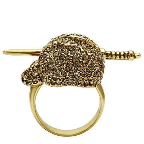 Alamode Gold White Metal Ring with Top Grade Crystal in Citrine Yellow - Alamode - Flyclothing LLC