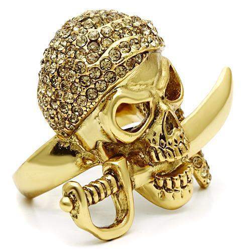 Alamode Gold White Metal Ring with Top Grade Crystal in Citrine Yellow - Alamode - Flyclothing LLC