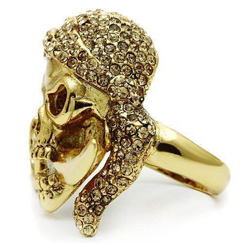 Alamode Gold White Metal Ring with Top Grade Crystal in Citrine Yellow - Alamode - Flyclothing LLC