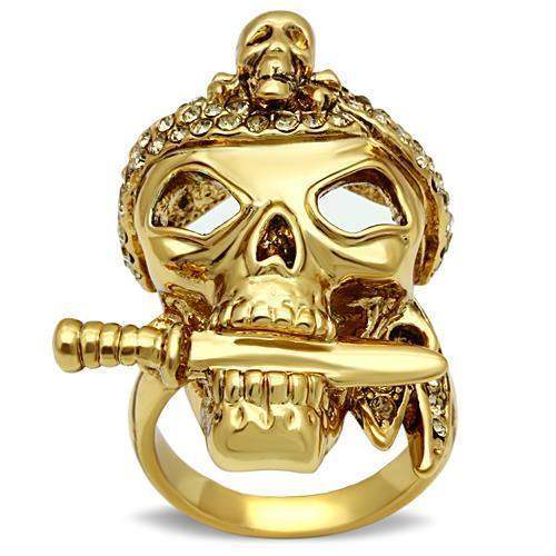 Alamode Gold White Metal Ring with Top Grade Crystal in Smoked Quartz - Alamode - Flyclothing LLC
