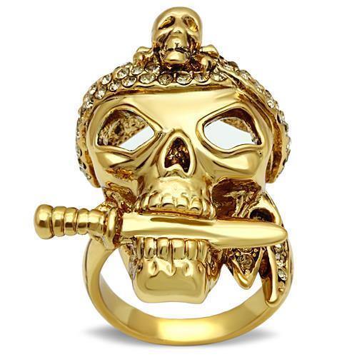 Alamode Gold White Metal Ring with Top Grade Crystal in Smoked Quartz - Alamode