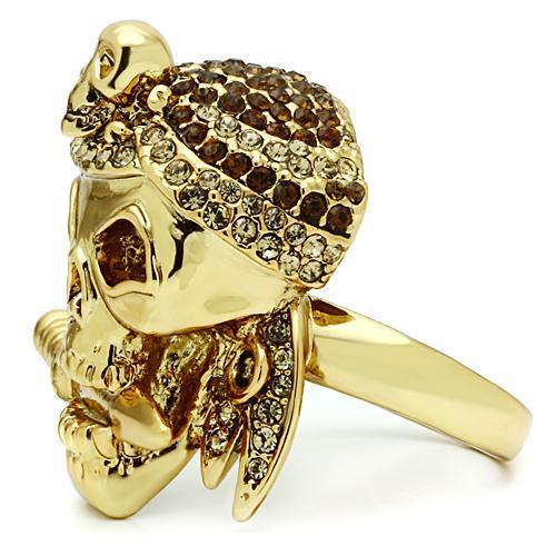 Alamode Gold White Metal Ring with Top Grade Crystal in Smoked Quartz - Flyclothing LLC
