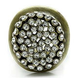 Alamode Antique Copper White Metal Ring with Top Grade Crystal in Clear - Alamode
