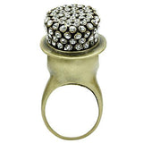 Alamode Antique Copper White Metal Ring with Top Grade Crystal in Clear - Alamode