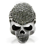 Alamode Antique Silver White Metal Ring with Top Grade Crystal in Black Diamond - Alamode - Flyclothing LLC