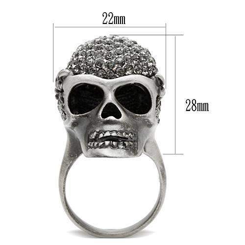 Alamode Antique Silver White Metal Ring with Top Grade Crystal in Black Diamond - Alamode - Flyclothing LLC