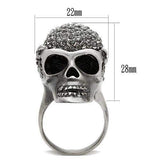 Alamode Antique Silver White Metal Ring with Top Grade Crystal in Black Diamond - Alamode - Flyclothing LLC