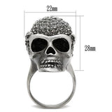 Alamode Antique Silver White Metal Ring with Top Grade Crystal in Black Diamond - Alamode