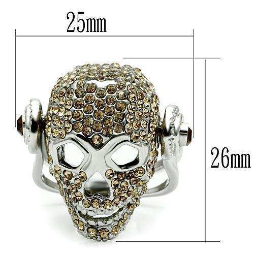 Alamode Rhodium White Metal Ring with Top Grade Crystal in Citrine Yellow - Alamode - Flyclothing LLC