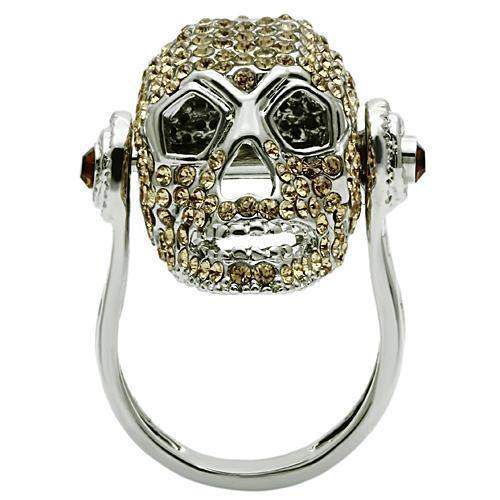 Alamode Rhodium White Metal Ring with Top Grade Crystal in Citrine Yellow - Alamode - Flyclothing LLC