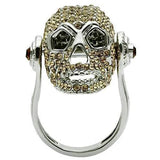 Alamode Rhodium White Metal Ring with Top Grade Crystal in Citrine Yellow - Alamode