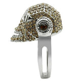 Alamode Rhodium White Metal Ring with Top Grade Crystal in Citrine Yellow - Alamode