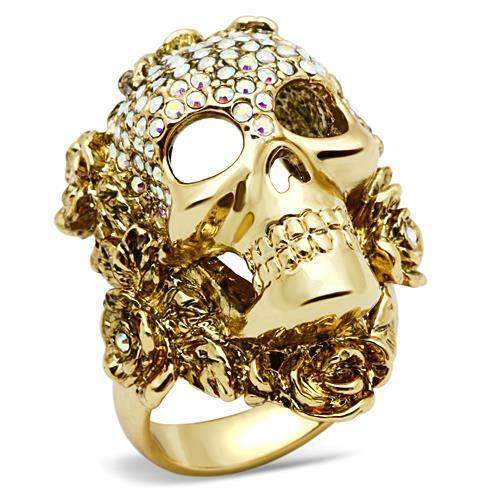 Alamode Gold White Metal Ring with Top Grade Crystal in Aurora Borealis (Rainbow Effect) - Alamode - Flyclothing LLC