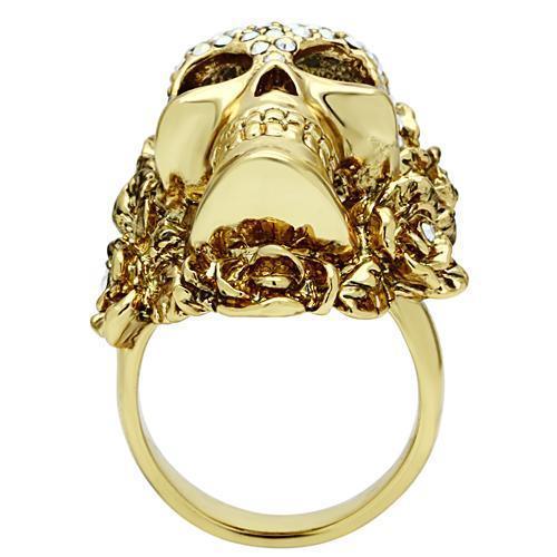 Alamode Gold White Metal Ring with Top Grade Crystal in Aurora Borealis (Rainbow Effect) - Flyclothing LLC