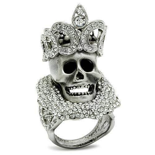 Alamode Matte Rhodium & Rhodium White Metal Ring with Top Grade Crystal in Clear - Alamode - Flyclothing LLC