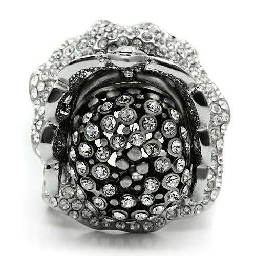 Alamode Matte Rhodium & Rhodium White Metal Ring with Top Grade Crystal in Clear - Alamode - Flyclothing LLC