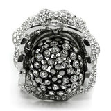 Alamode Matte Rhodium & Rhodium White Metal Ring with Top Grade Crystal in Clear - Alamode