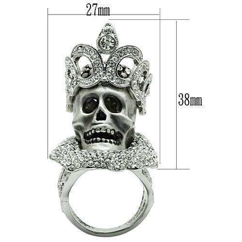 Alamode Matte Rhodium & Rhodium White Metal Ring with Top Grade Crystal in Clear - Alamode - Flyclothing LLC