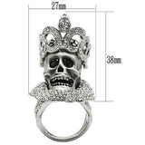 Alamode Matte Rhodium & Rhodium White Metal Ring with Top Grade Crystal in Clear - Alamode