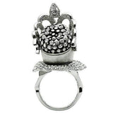Alamode Matte Rhodium & Rhodium White Metal Ring with Top Grade Crystal in Clear - Alamode - Flyclothing LLC