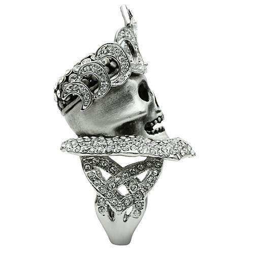 Alamode Matte Rhodium & Rhodium White Metal Ring with Top Grade Crystal in Clear - Alamode - Flyclothing LLC
