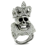 Alamode Matte Rhodium & Rhodium White Metal Ring with Top Grade Crystal in Clear - Alamode