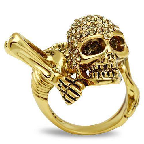 Alamode Gold White Metal Ring with Top Grade Crystal in Citrine Yellow - Alamode - Flyclothing LLC