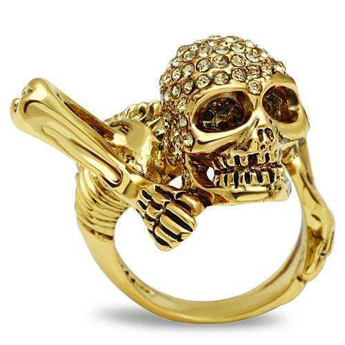 Alamode Gold White Metal Ring with Top Grade Crystal in Citrine Yellow - Alamode - Flyclothing LLC