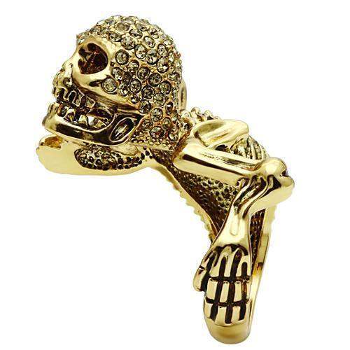 Alamode Gold White Metal Ring with Top Grade Crystal in Citrine Yellow - Alamode - Flyclothing LLC