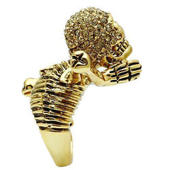 Alamode Gold White Metal Ring with Top Grade Crystal in Citrine Yellow - Flyclothing LLC