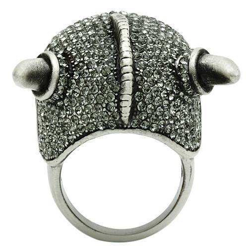Alamode Antique Silver White Metal Ring with Top Grade Crystal in Black Diamond - Alamode - Flyclothing LLC