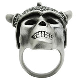 Alamode Antique Silver White Metal Ring with Top Grade Crystal in Black Diamond - Alamode