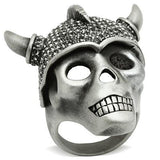 Alamode Antique Silver White Metal Ring with Top Grade Crystal in Black Diamond - Alamode