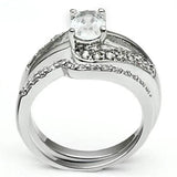 Alamode Rhodium Brass Ring with AAA Grade CZ in Clear - Alamode