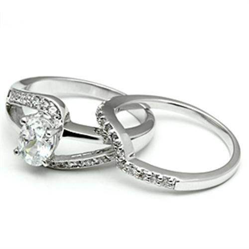 Alamode Rhodium Brass Ring with AAA Grade CZ in Clear - Alamode - Flyclothing LLC