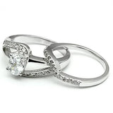 Alamode Rhodium Brass Ring with AAA Grade CZ in Clear - Alamode