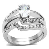 Alamode Rhodium Brass Ring with AAA Grade CZ in Clear - Alamode