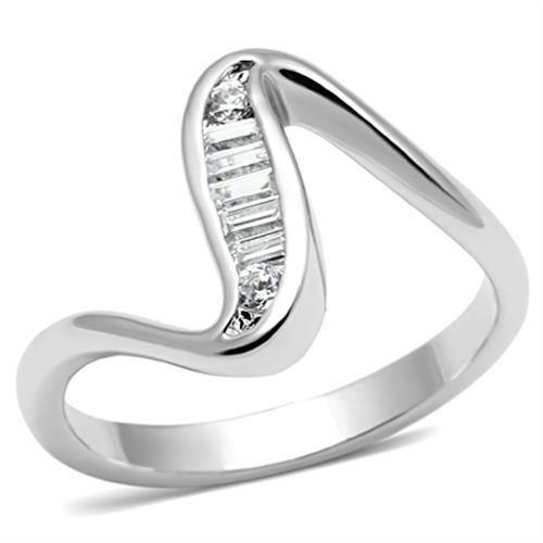 Alamode Rhodium Brass Ring with AAA Grade CZ in Clear - Alamode