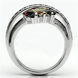 Alamode Rhodium Brass Ring with AAA Grade CZ in Multi Color - Alamode