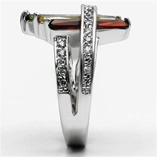 Alamode Rhodium Brass Ring with AAA Grade CZ in Multi Color - Alamode - Flyclothing LLC