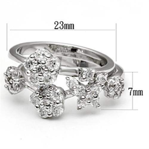 Alamode Rhodium Brass Ring with AAA Grade CZ in Clear - Alamode - Flyclothing LLC