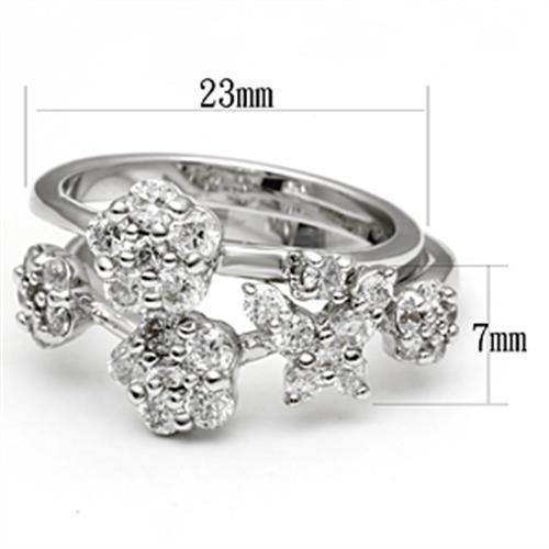 Alamode Rhodium Brass Ring with AAA Grade CZ in Clear - Alamode - Flyclothing LLC