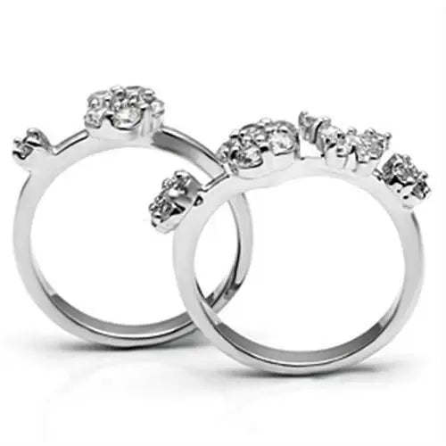 Alamode Rhodium Brass Ring with AAA Grade CZ in Clear - Alamode - Flyclothing LLC