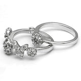 Alamode Rhodium Brass Ring with AAA Grade CZ in Clear - Alamode