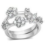 Alamode Rhodium Brass Ring with AAA Grade CZ in Clear - Alamode