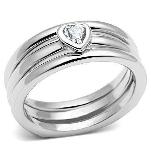 Alamode Rhodium Brass Ring with AAA Grade CZ in Clear - Alamode - Flyclothing LLC