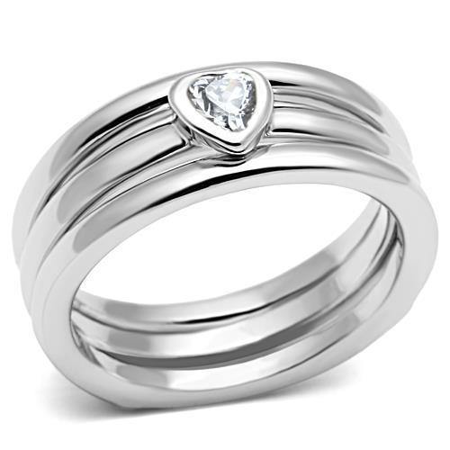 Alamode Rhodium Brass Ring with AAA Grade CZ in Clear - Alamode